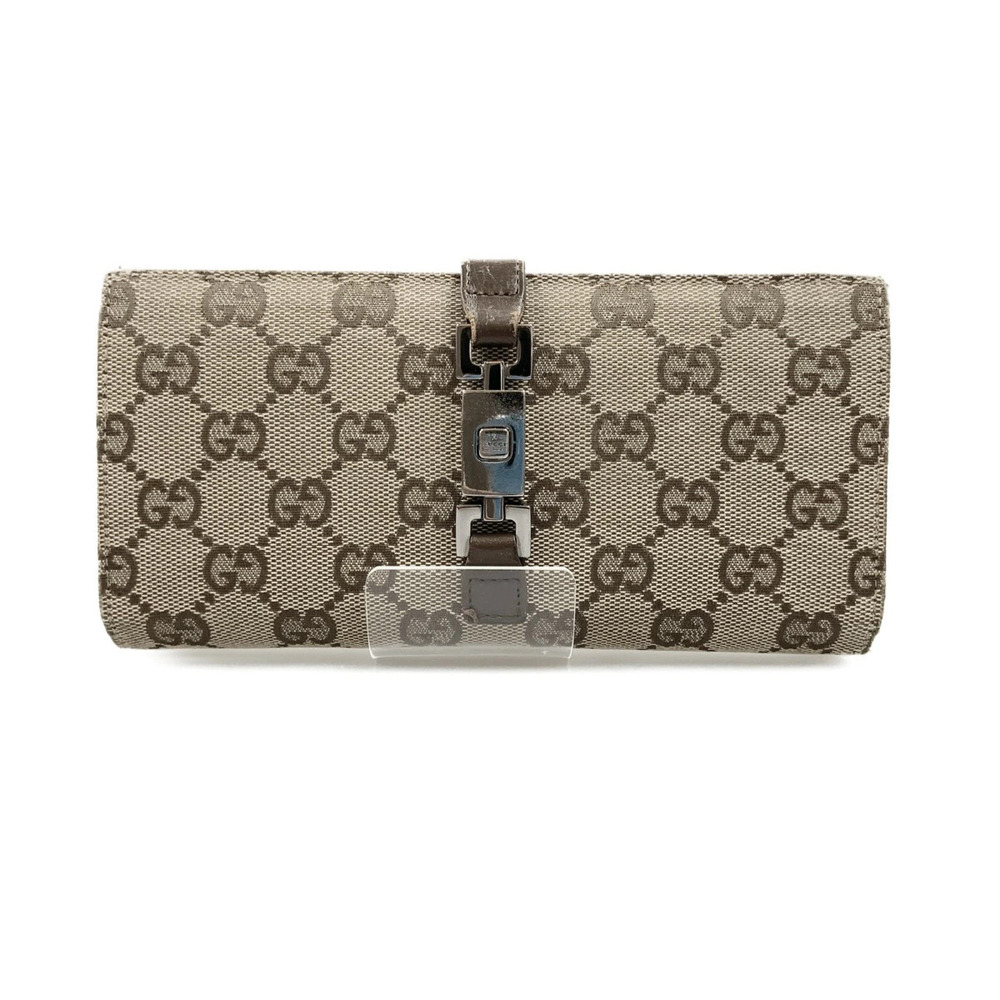GUCCI Jackie GG Canvas Long Wallet Brown Beige